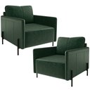 Ver imagem 1 de Kit 2 Poltronas Decorativa para Sala Living Pés Industrial Domani L06 Couro Verde - Lyam Decor