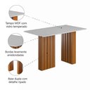 Ver imagem 3 de Mesa Sala de Jantar Ripada Tampo com Vidro 1,60m Santiago Madeirado/off White Dobuê Madeirado/off