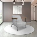 Ver imagem 1 de Poltrona Sala de Estar Pés em Ferro Preto Braço Madeira Maciça 86cm Thane Bouclê Cinza G63 - Gran Be