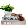 Decoração Dupla Livro + Vaso Branco + Enfeite Colar de Mesa - 1