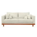 Ver imagem 2 de Sofá 3 Lugares Living com Base Madeira Suede Balaqui Decor Cor:bege