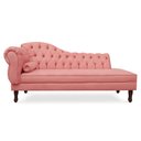 Ver imagem 1 de Divã Recamier Namoradeira Larissa 140cm com Capitonê - Direita Suede: Rosa