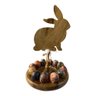 Escultura Coelho em Madeira C/porta Ovos e Ovos Naturais G - 1