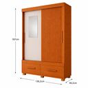 Ver imagem 5 de Guarda-Roupa Solteiro 2 Portas de Correr com Espelho 2 Gavetas Sereno Freijo Off White Caemmun