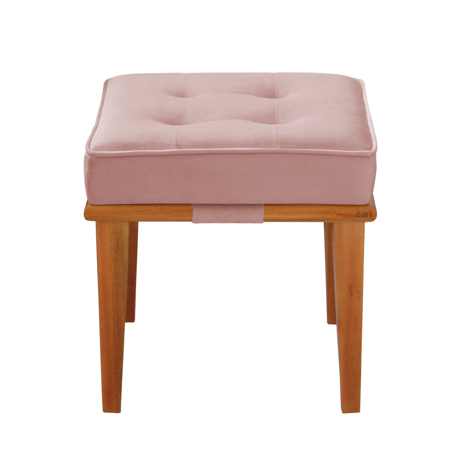 Pufe Decorativo Quadrado Base Madeira Dion:Velutto Rosa Antigo - 2