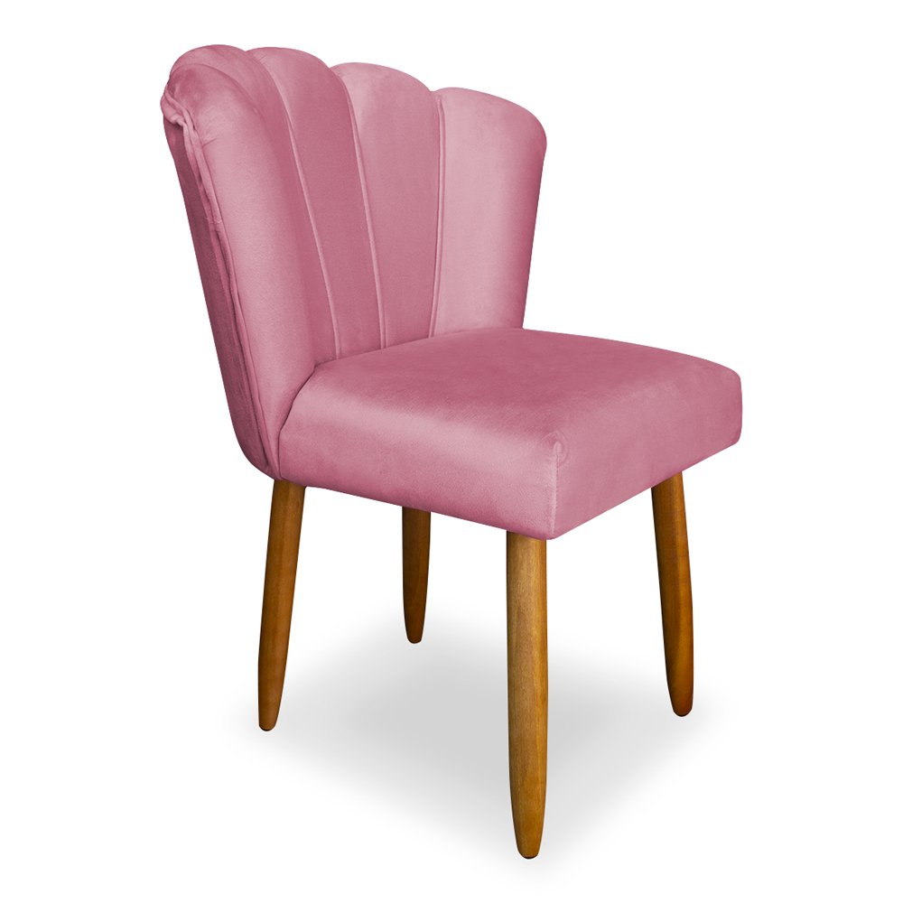 Cadeira Pétala para Penteadeira e Sala Pés Palito Veludo Rosa Wed Decor - 3