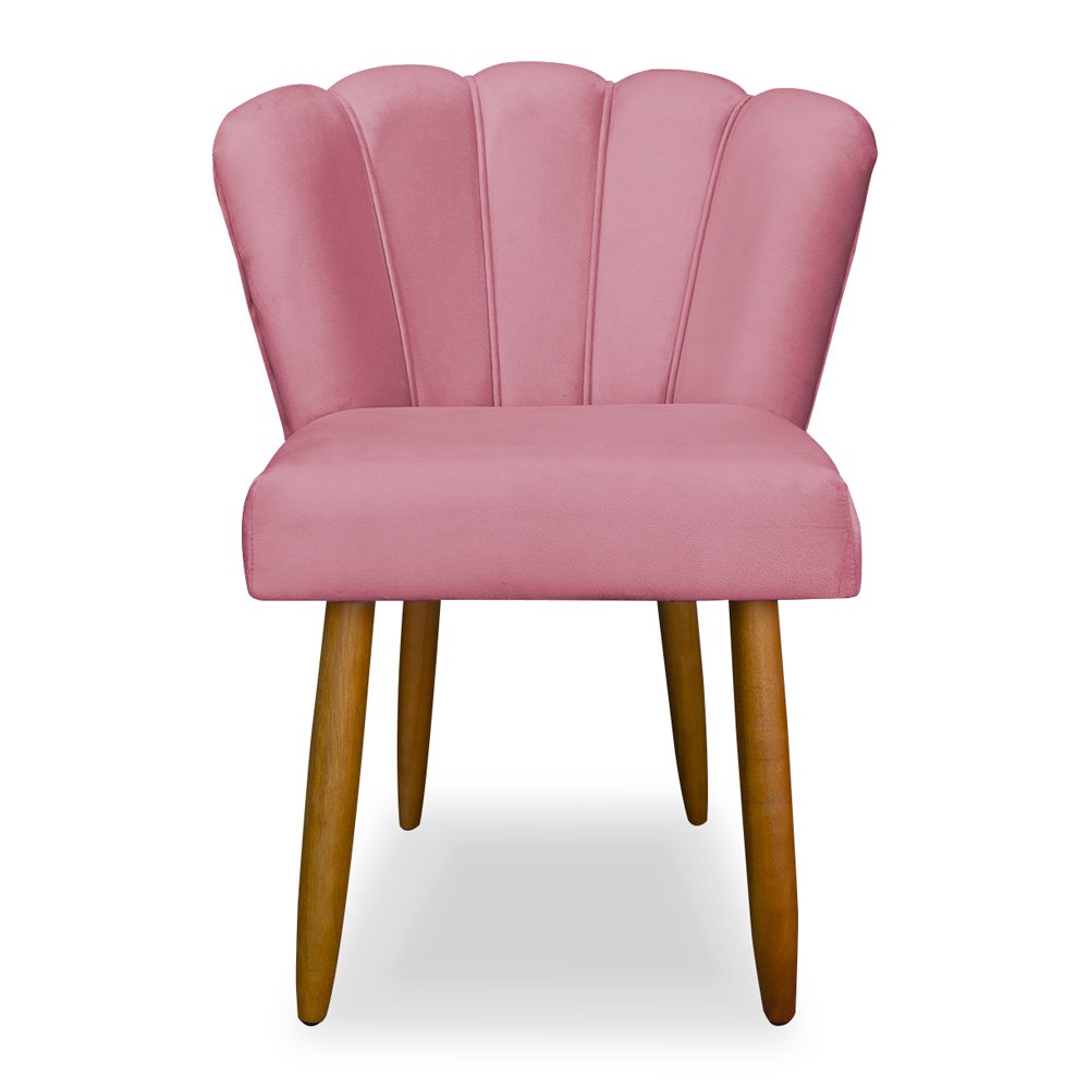 Cadeira Pétala para Penteadeira e Sala Pés Palito Veludo Rosa Wed Decor - 2