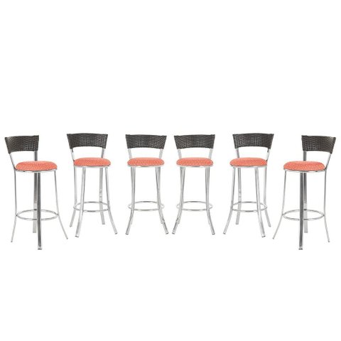 Kit Banqueta Bistro para Bar, Cozinha, Balcão em Alumínio e Fibra Tc Zanutto 6 Unidades Argila