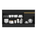 Ver imagem 4 de Balcão Cozinha Gabinete Pia 150cm com Rodapé 3 Portas 1 Gaveta Veneza Multimóveis V2115 Preto/dourad