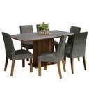 Ver imagem 2 de Conjunto Sala de Jantar Mesa Tampo de Madeira 6 Cadeiras Rustic/cinza/silver Renata Madesa