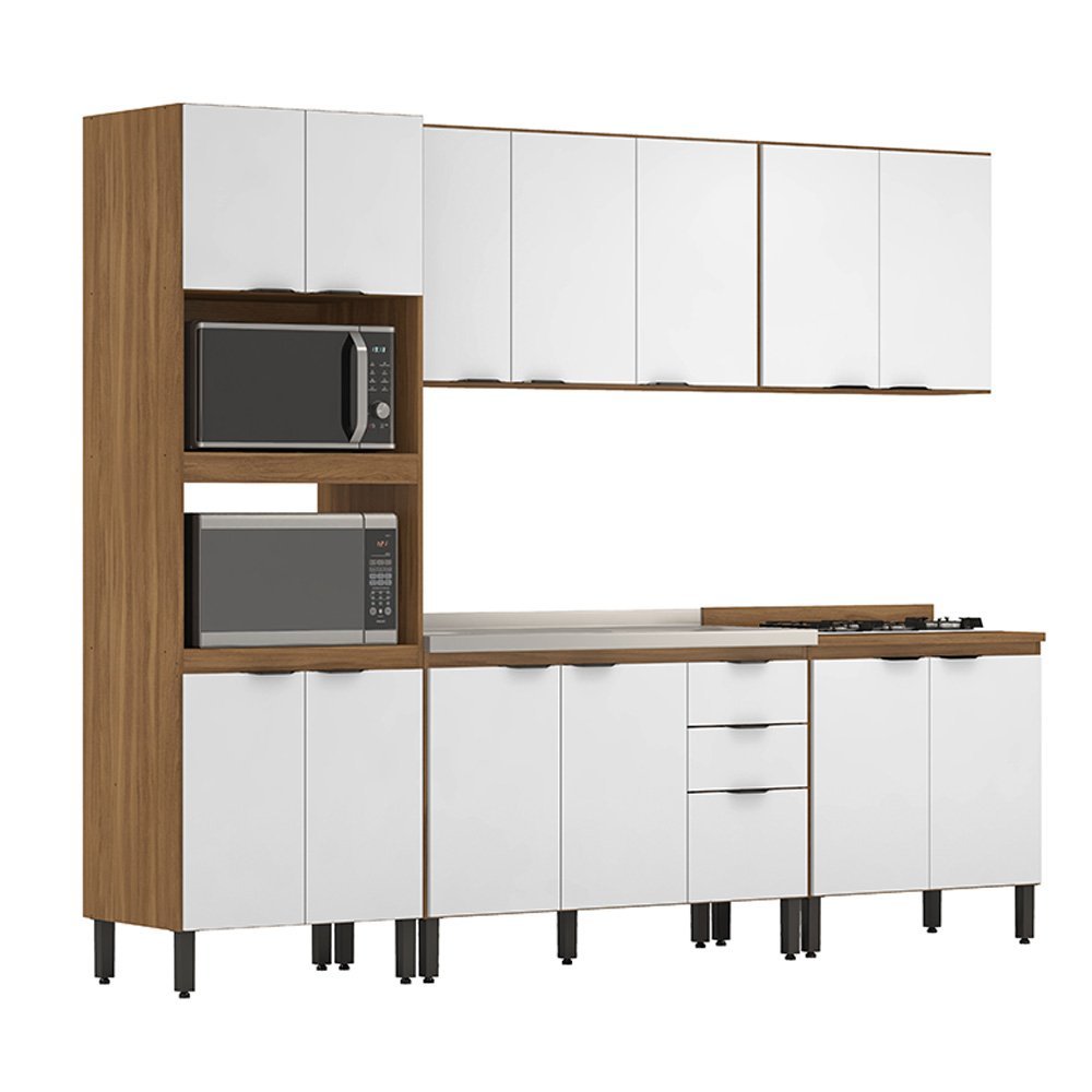 Cozinha Completa Modular Firenze 5 Peças Amêndola Touch Branco FHR001 Demóbile