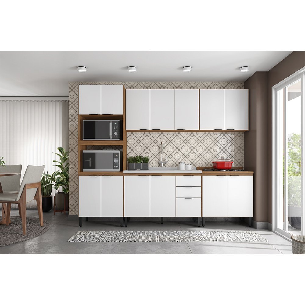 Cozinha Completa Modular Firenze 5 Peças Amêndola Touch Branco FHR001 Demóbile - 4