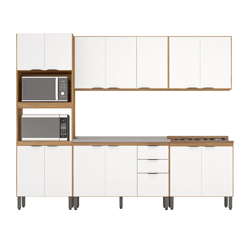 Cozinha Completa Modular Firenze 5 Peças Amêndola Touch Branco FHR001 Demóbile - 2