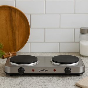 Fogão Elétrico Portátil 2 Bocas Inox 110v 2kw de Potencia