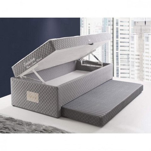 Bicama Box Solteiro com Baú Espresso Móveis Molas Bonnel Evolution 188x88x63cm