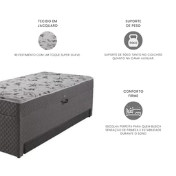 Bicama Box Solteiro com Baú Espresso Móveis Molas Bonnel Evolution 188x88x63cm Cinza - 4 Bicama Box Solteiro com Baú Espresso Móveis Molas Bonnel Evolution 188x88x63cm Cinza - 4