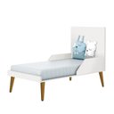 Ver imagem 6 de Dormitório Infantil Theo Retrô 2 Portas, Cômoda, Berço e Mesa de Apoio Branco com Pés Amadeirado - R