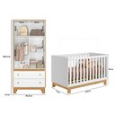 Ver imagem 2 de Quarto de Bebê com Berço Slim e Guarda Roupa Flora Branco Acetinado Qmovi + Colchão Gazin