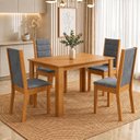Ver imagem 1 de Conjunto Sala de Jantar Mesa Juliana 110cm Tampo MDP Canto Reto 4 Cadeiras Evelin
