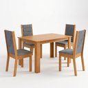 Ver imagem 2 de Conjunto Sala de Jantar Mesa Juliana 110cm Tampo MDP Canto Reto 4 Cadeiras Evelin