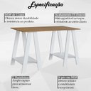 Ver imagem 3 de Escrivaninha Mesa Escritorio Cavalete 2 Prateleiras Mell Branco B61 Novam