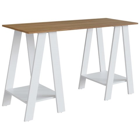 Escrivaninha Mesa Escritorio Cavalete 2 Prateleiras Mell Branco B61 Novam