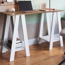 Ver imagem 2 de Escrivaninha Mesa Escritorio Cavalete 2 Prateleiras Mell Branco B61 Novam