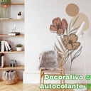 Ver imagem 3 de Adesivo de Parede Flor Contemporâneo Marrom Pastel Minimalista