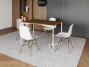 Ver imagem 1 de Mesa de Jantar Industrial Base Ferro Branco em V Tampo 137x90 Amendoa 4 Cadeiras Eames Madeira Ass