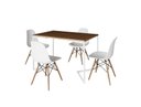 Ver imagem 2 de Mesa de Jantar Industrial Base Ferro Branco em V Tampo 137x90 Amendoa 4 Cadeiras Eames Madeira Ass