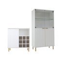 Ver imagem 1 de Aparador Bar Adega + Cristaleira Ditália R-633 E-964 Branco