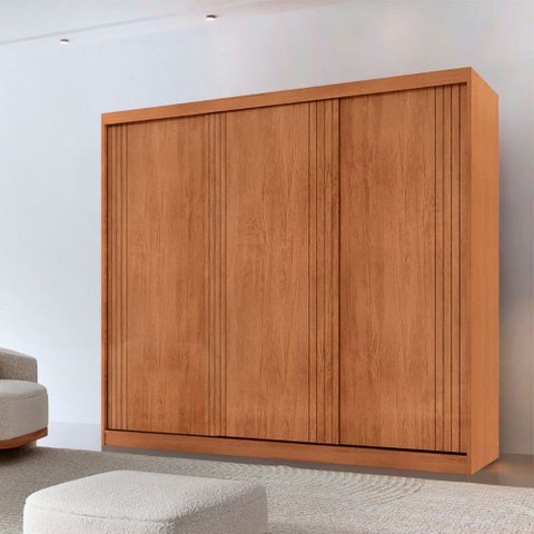 Guarda Roupa Casal Connor 100 Mdf 3 Portas 4 Gavetas e 6 Prateleiras Moderna Mobília