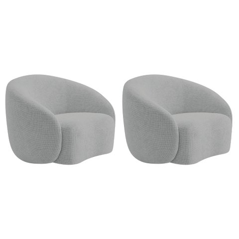 Kit 02 Poltronas Orgânica Luxo Recepção Amore Bouclé Cinza - Amarena Móveis