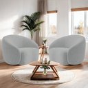 Ver imagem 2 de Kit 02 Poltronas Orgânica Luxo Recepção Amore Bouclé Cinza - Amarena Móveis