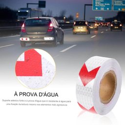 Faixa Refletiva Sinalizaçao 25 Metros Segurança Vermelho Branco Automotivo Estrada Caminhao Transito - 9