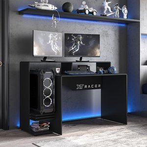 Mesa Gamer E Escritóro Xt Racer Expert Politorno Preto/Branco
