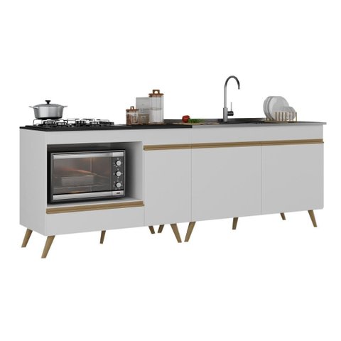 Kit Balcão Cozinha para Cooktop/forno 105cm e Gabinete Pia 120cm Veneza Multimóveis Mp2290