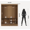 Ver mais imagens de Guarda Roupa 4 Portas de Abrir Solteiro 135cm 5 Nichos Renzo Carvalho com Off White