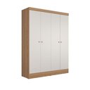Ver imagem 2 de Guarda Roupa 4 Portas de Abrir Solteiro 135cm 5 Nichos Renzo Carvalho com Off White