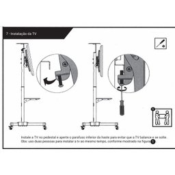 Pedestal Tv de 42 a 65 Polegadas com Bandeja e Ajuste de Altura Ped 4265 - 12
