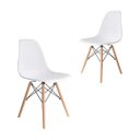Ver imagem 1 de Kit com 2 Cadeira Eames Eiffel Wood Branca para Sala de Jantar