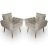 Kit 02 Poltrona para Sala e Quarto Decorativa Opala Suede Bege - 1