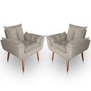 Ver imagem 1 de Kit 02 Poltrona para Sala e Quarto Decorativa Opala Suede Bege