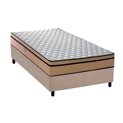 Cama Box Solteiro: Colchão Ortopédico Plumatex D45 / Anatômico Selectus + Base Crc Suede Clean (