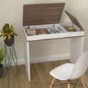 Ver imagem 3 de Escrivaninha Mesa Escritório Home Office Luma 2 Portas 85cm Ipê e Branca Artany