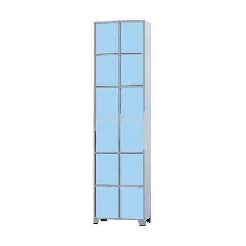 Armário Roupeiro de Aço 12 Portas para Vestiário Academia Locker Azul Claro com Chave