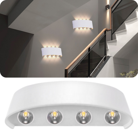 Luminária Arandela Meia Lua de Cor Branca de Sobrepor Led 8w Bivolt Ip65 Cor da Luz Branco Quente Co