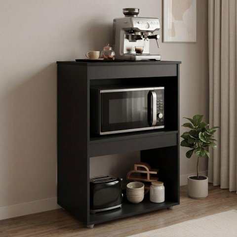 Armário Multiuso Ariana sem Porta 1 Prateleira MDP 75cm Preto