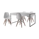 Ver imagem 2 de Mesa Jantar Industrial Retangular Filadélfia Branca 137x90cm Base Ferro Preto com 4 Cadeiras Brancas