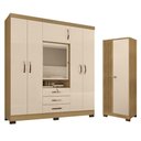 Ver imagem 1 de Guarda Roupa Casal Imperial com Armário Multiuso Versátile Carvalho Americano Off White -